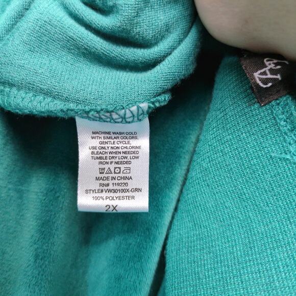 Ashley Blue 2pc Green Velour Tracksuit Women's Plus 1X/2X Sweatshirt Sweatpants - Picture 9 of 10